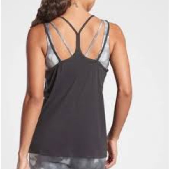 Athleta Posture Essence Black Strappy Tank Top FLAWS Medium - Picture 1 of 15